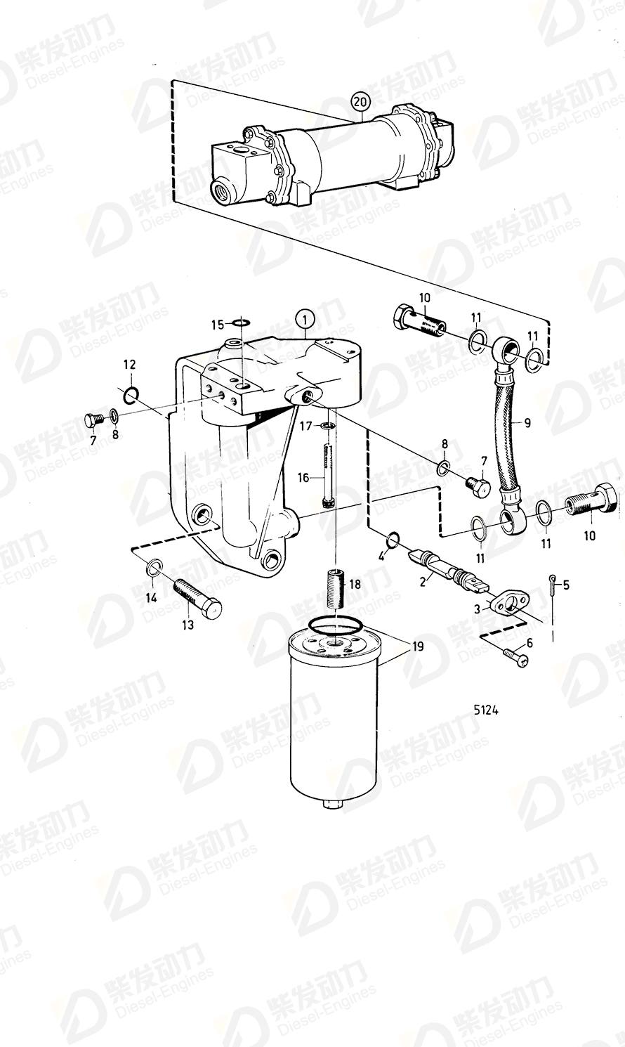 VOLVO Oil feed hose 820537 Drawing